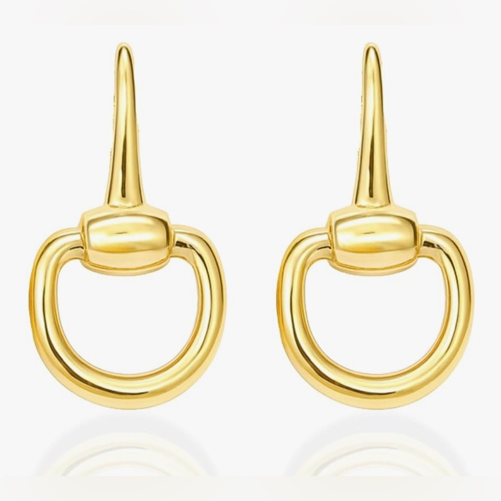 Neiman Marcus Polished Gold D-Ring Drop Earrings